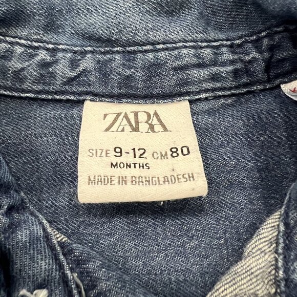Zara 9-12M Chambray Button Front Shirt - Picture 3 of 4